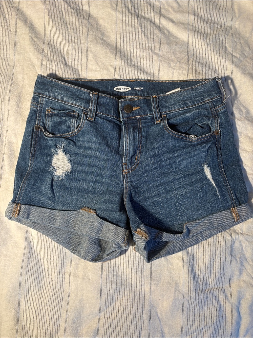 Old Navy Medium Blue Distressed Cuffed Denim Shorts